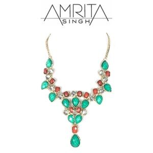 AMRITA Singh Crystal Dune Bib Necklace Turquoise/Coral